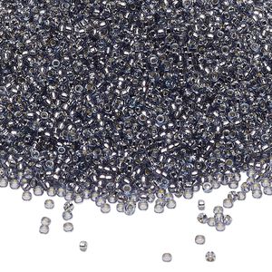 Seed bead, Miyuki, glass, pkg/250g, #15 rocaille, Duracoat® transparent silver-lined prussian blue, (RR-4276).