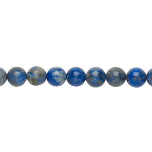 Denim lapis 1pkg1, round bead natural 15 inch 5-6mm