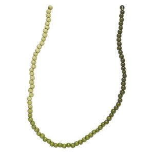 Bead, Taiwanese cheesewood (dyed / waxed), green ombre, 6mm round. Sold per pkg of (2) 15-1/2" to 16" strands.