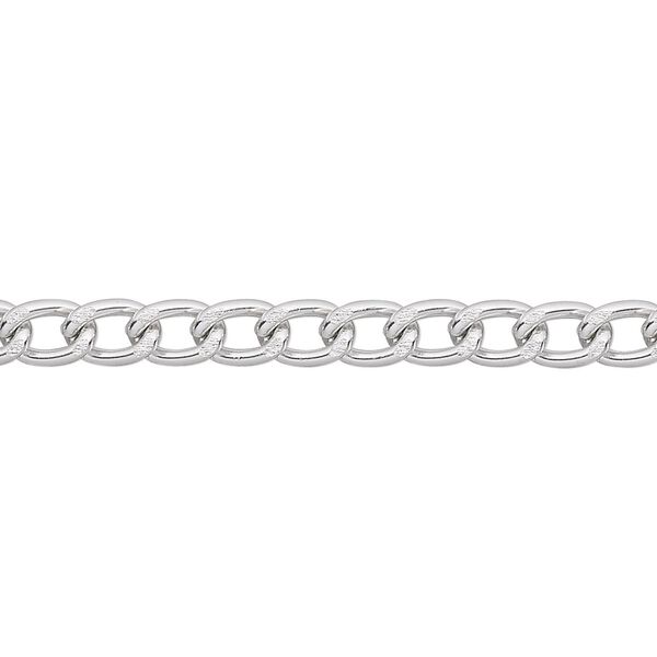 Chain, anodized aluminum, silver, 4mm curb. Sold per pkg of 25 feet. image number 0