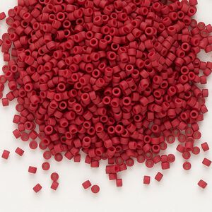 Seed bead, Delica®, glass, pkg/7.5g, #11 round, opaque matte red red (DB-0796).