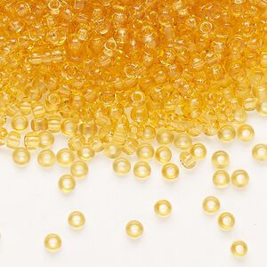 Seed bead, Preciosa Ornela Czech glass, pkg/50g, #8 rocaille, transparent light topaz, (10020).