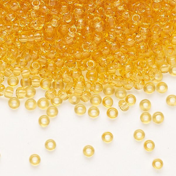 Seed bead, Preciosa Ornela Czech glass, pkg/50g, #8 rocaille, transparent light topaz, (10020). image number 0