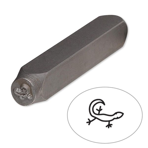 Stamp punch, tempered chrome vanadium steel, 5.5x4mm lizard, 2-3/4 x 3/8 inches. Sold individually. image number 0