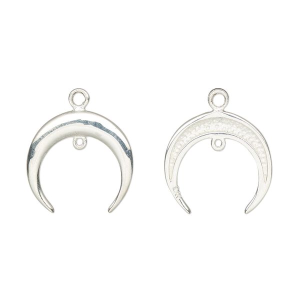 Charm, sterling silver, 16x15mm single-sided naja with loop. Sold individually. image number 0