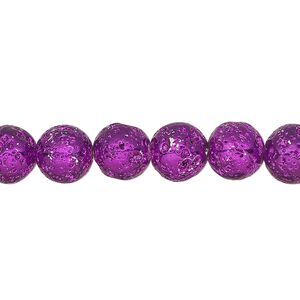 Lava rock 1pkg1, electrocoated round bead 15.5-16 inch 7-8mm
