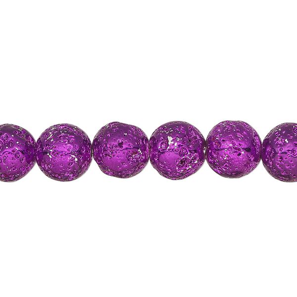 Lava rock 1pkg1, electrocoated round bead 15.5-16 inch 7-8mm image number 0