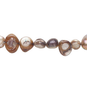 Pearl 1pkg1 freshwater, top-drilled flat-sided potato, 15 inch light antique brown 6x5mm-12x8mm cultured