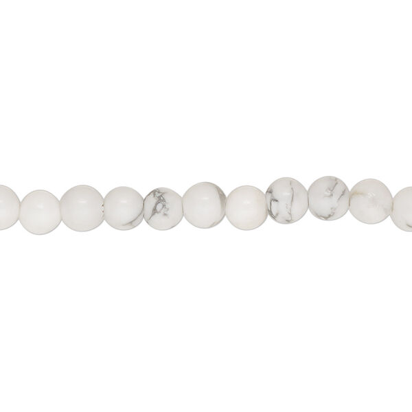 Bead, white howlite (natural), 4mm round, B grade, Mohs hardness 3 to 3-1/2. Sold per 15-1/2" to 16" strand. image number 0