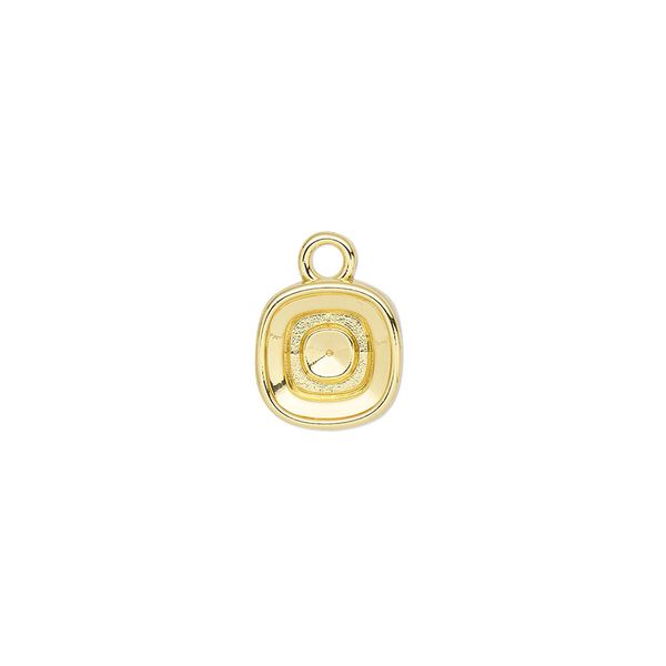 "Pewter" (zinc-based alloy) 1pkg2, square / faceted cushion setting gold-finished 10mm / 8mm Almost Instant Jewelry® image number 0
