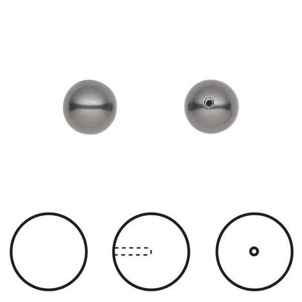 Pearl 250pk black, Swarovski® 8mm half-drilled round 5818 image number 0