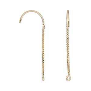 Ear wire French hook 1pkg2 14Kt gold-filled, 1 inch / closed loop / box chain, 20 gauge 1 pair