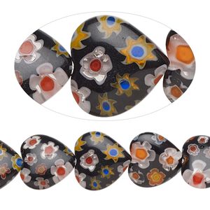 Bead, millefiori glass, opaque multicolored, 12mm puffed heart with 0.6-0.8mm hole. Sold per 15-inch strand.