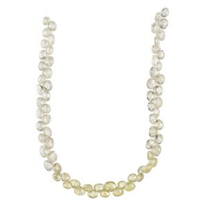 Golden yellow prehnite 1pkg1, hand-cut top-drilled faceted puffed teardrop bead natural 8 inch 4-6mm