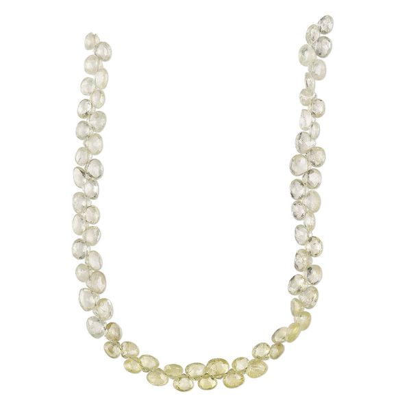 Golden yellow prehnite 1pkg1, hand-cut top-drilled faceted puffed teardrop bead natural 8 inch 4-6mm image number 0