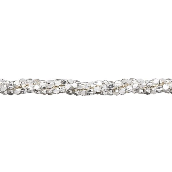 Bead, Hill Tribes, sterling silver, 2mm faceted nugget. Sold per 15-1/2 to 16-inch strand, approximately 240 beads. image number 0