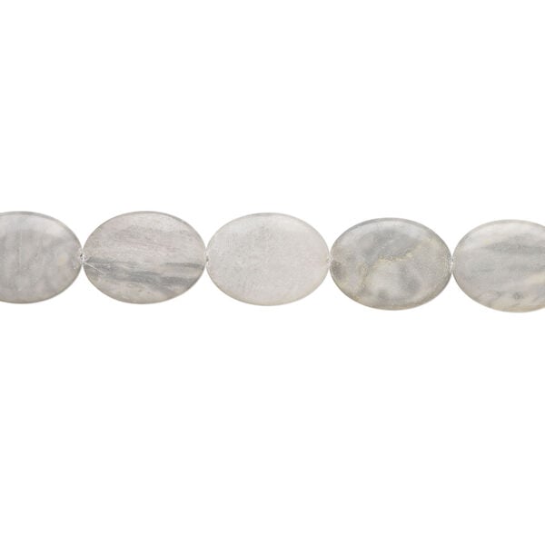 Grey marble 1pkg1, puffed oval bead natural, 15 inch 40x30mm image number 1