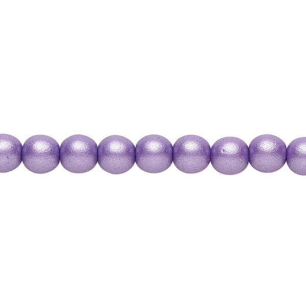 Bead, Czech glass druk, opaque satin purple, 6mm round. Sold per 15-1/2" to 16" strand. image number 0