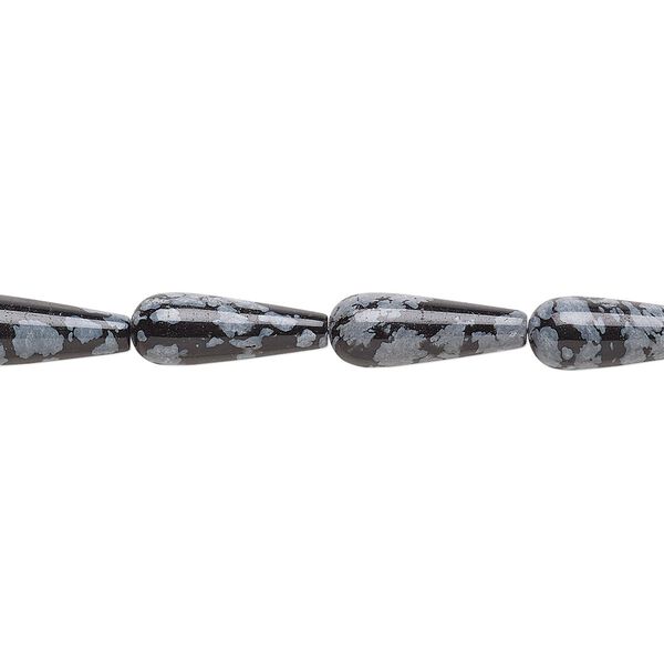 Snowflake obsidian 1pkg1, teardrop bead natural 15.5-16 inch 16x6mm image number 0