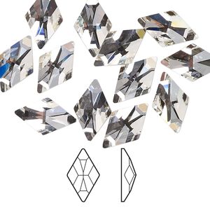 Flat back 12pk crystal foil back, Crystal Passions® 13x8mm rhombus 2709