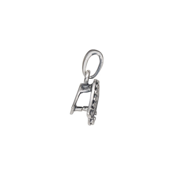 Bail, ice-pick, antiqued sterling silver, 16.5x11.5mm single-sided beaded fan, 4.5mm grip length. Sold individually. image number 1