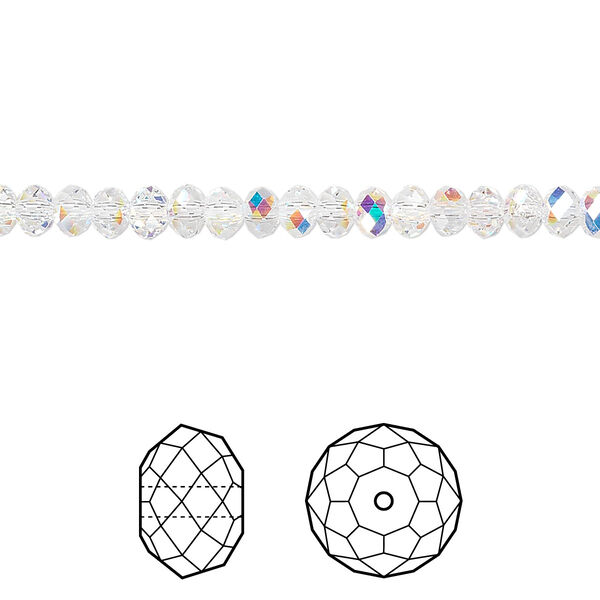 Bead 720pk crystal AB, Swarovski® 4x3mm rondelle 5040 image number 0