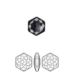 Fancy stone 2pk jet, Crystal Passions® 11.2x10mm thin hexagon 4683