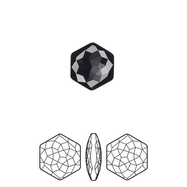 Fancy stone 2pk jet, Crystal Passions® 11.2x10mm thin hexagon 4683 image number 0