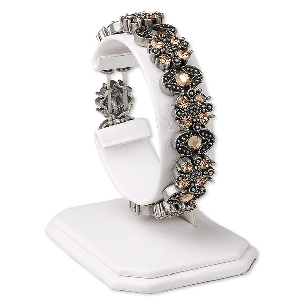Display, watch / bracelet, leatherette, white, 2 x 2-5/8 x 2-7/8 inches. Sold individually. image number 0