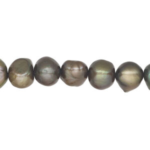 Freshwater 1pkg1, flat-sided potato pearl, 15 inch brass 9-11mm cultured