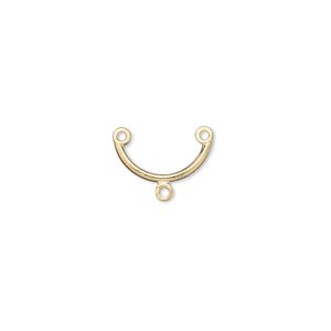 Connector, gold-plated brass, 12x5mm half-round, 2/1 loop. Sold per pkg of 100.