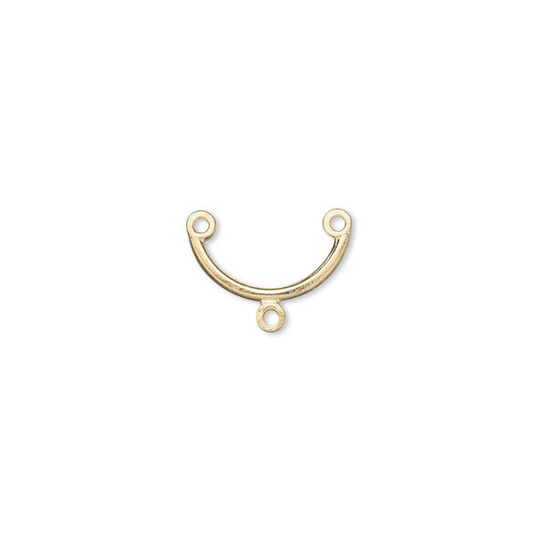 Connector, gold-plated brass, 12x5mm half-round, 2/1 loop. Sold per pkg of 100. image number 0