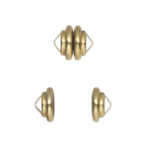 Clasp magnetic 1pkg1, 10.8x7.7mm ribbed rondelle, brass Mag-Lok® 1-strand