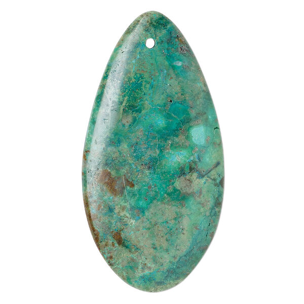 Focal, turquoise (dyed / stabilized), 80x42mm freeform oval, C grade, Mohs hardness 5 to 6. Sold individually. image number 0