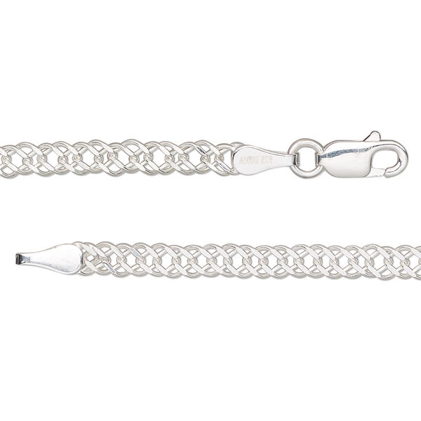 Chain, sterling silver, 3.5mm diamond-cut double curb, 18 inches with lobster claw clasp. Sold individually. image number 0