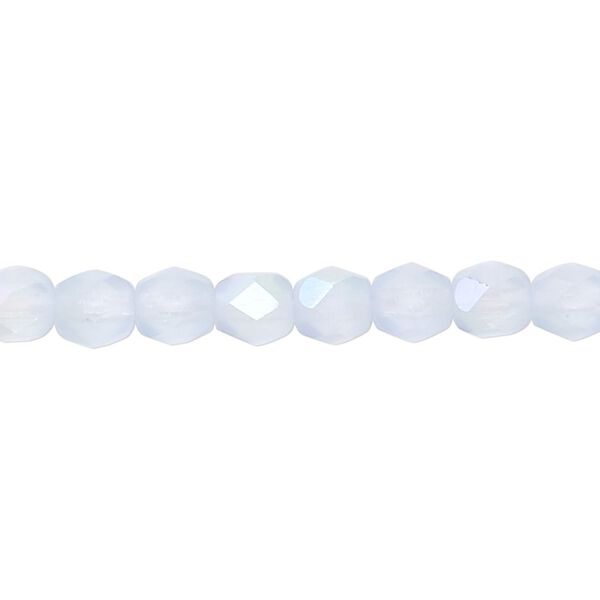 Bead, Czech fire-polished glass, matte ice blue AB, 6mm faceted round. Sold per 15-1/2" to 16" strand. image number 0