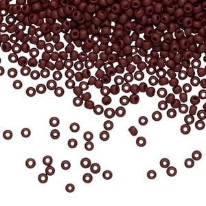 Seed bead, TOHO BEADS®, glass, pkg/50g, #11 round, opaque frosted oxblood (TR-11-46F).