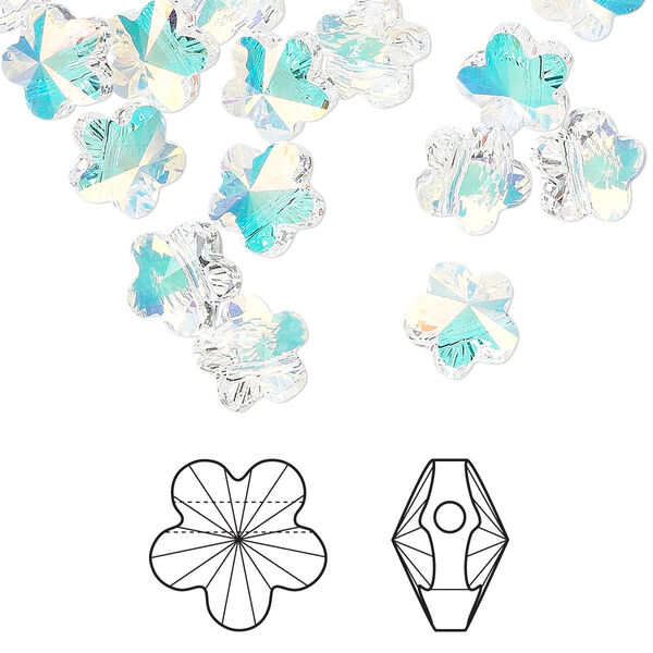 Bead 12pk crystal AB, Crystal Passions® 8mm flower 5744 image number 0