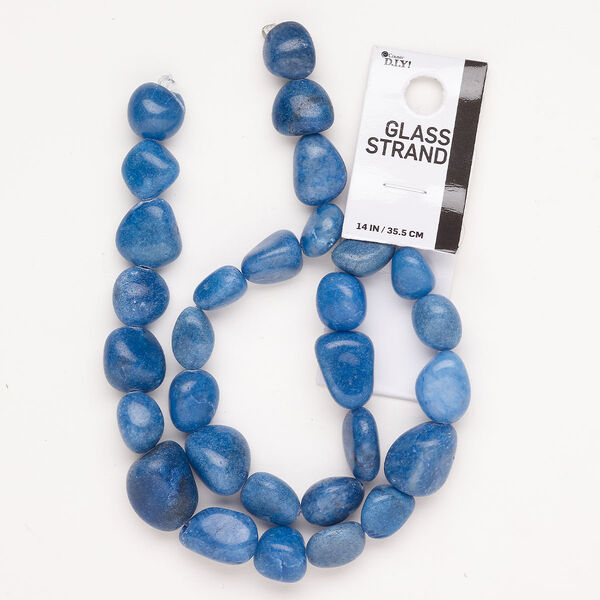 Bead glass 1pk small nugget, opaque blue 14 inch image number 0
