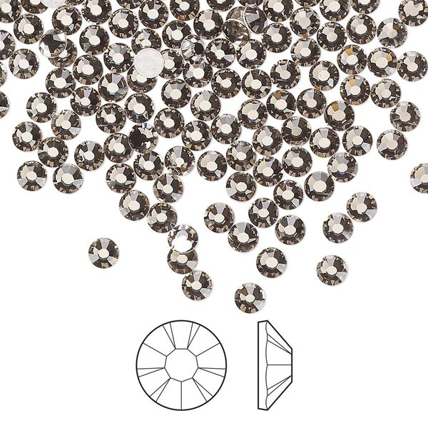 Flat back 144pk black diamond foil back, Preciosa MAXIMA Czech crystal hotfix rhinestone 3-3.2mm chaton rose round SS12 image number 0