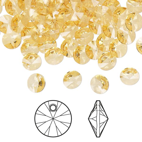 Drop 12pk golden topaz, Crystal Passions® 6mm pendant mini disk 6428 image number 0