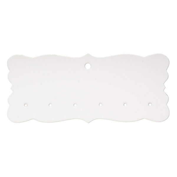 Wine charm holder, paper, white, 4x2-inch single-sided fancy rectangle card. Sold per pkg of 50. image number 0