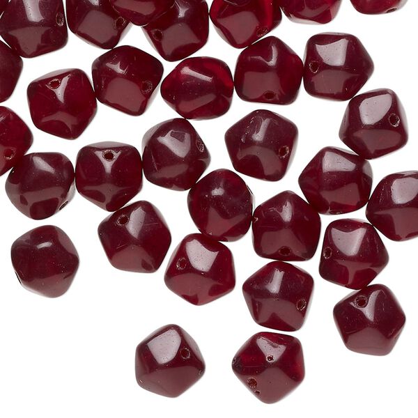 Bead, Czech pressed glass, translucent dark red, 8x7mm freeform rondelle. Sold per 1-ounce pkg, approximately 55 beads. image number 0