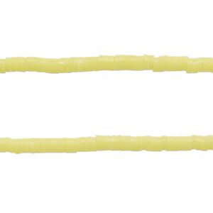 Bead, polymer clay, opaque lime green, 3x1mm heishi. Sold per pkg of (2) 15-1/2 to 16-inch strands.