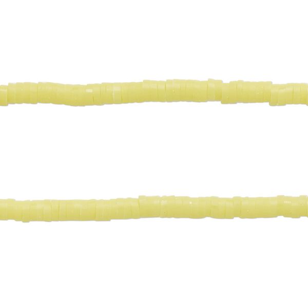 Bead, polymer clay, opaque lime green, 3x1mm heishi. Sold per pkg of (2) 15-1/2 to 16-inch strands. image number 0