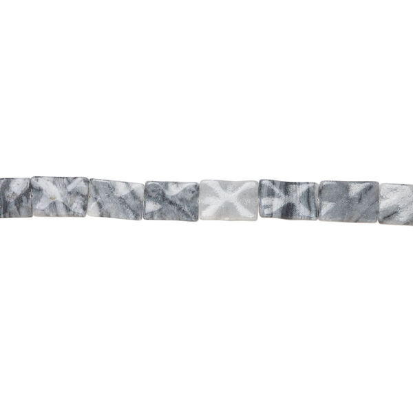 Black-grey marble 1pkg1, textured wavy flat rectangle bead, 15 inch 25x15mm-26x18mm image number 1