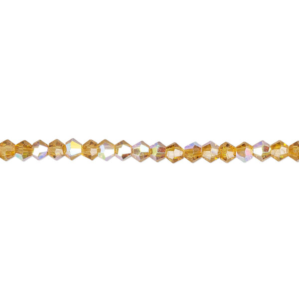 Bead 1pk 16 facets translucent gold AB, Celestial Crystal® 3mm bicone 15.5-16 inch image number 0