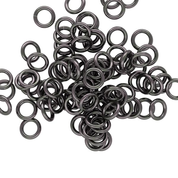 Jump ring, anodized aluminum, gunmetal, 5.5mm round, 3.5mm inside diameter, 18 gauge. Sold per pkg of 100. image number 0