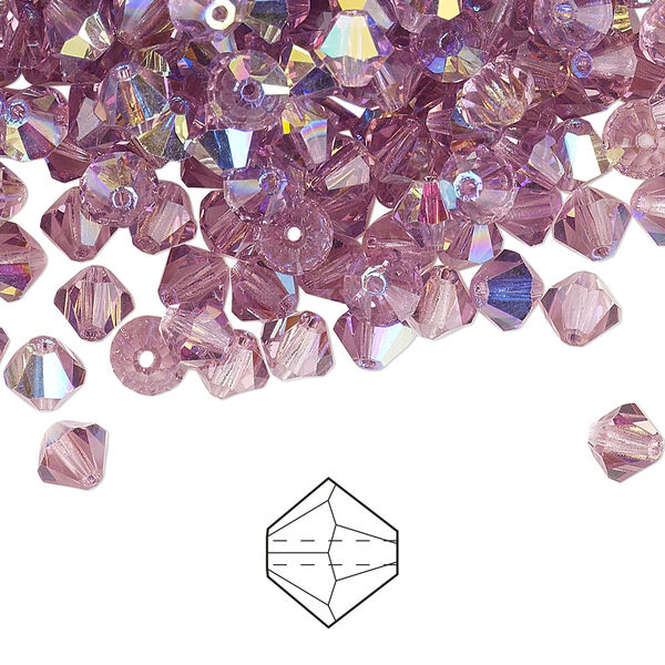 Bead 144pk light amethyst AB, Preciosa Czech crystal 5mm bicone image number 0