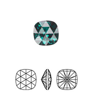 Fancy stone 1pk emerald foil back, Crystal Passions® 12mm rose cut cushion 4471